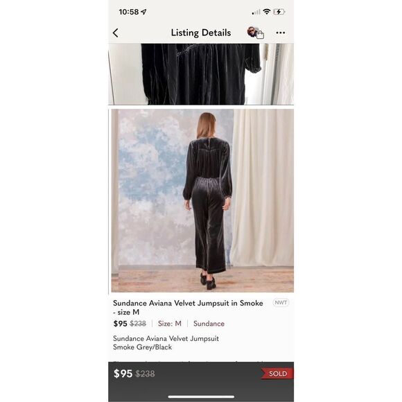 Sundance Aviana Velvet Wrap Jumpsuit in Smoke Gray Size PXXS - Picture 5 of 14